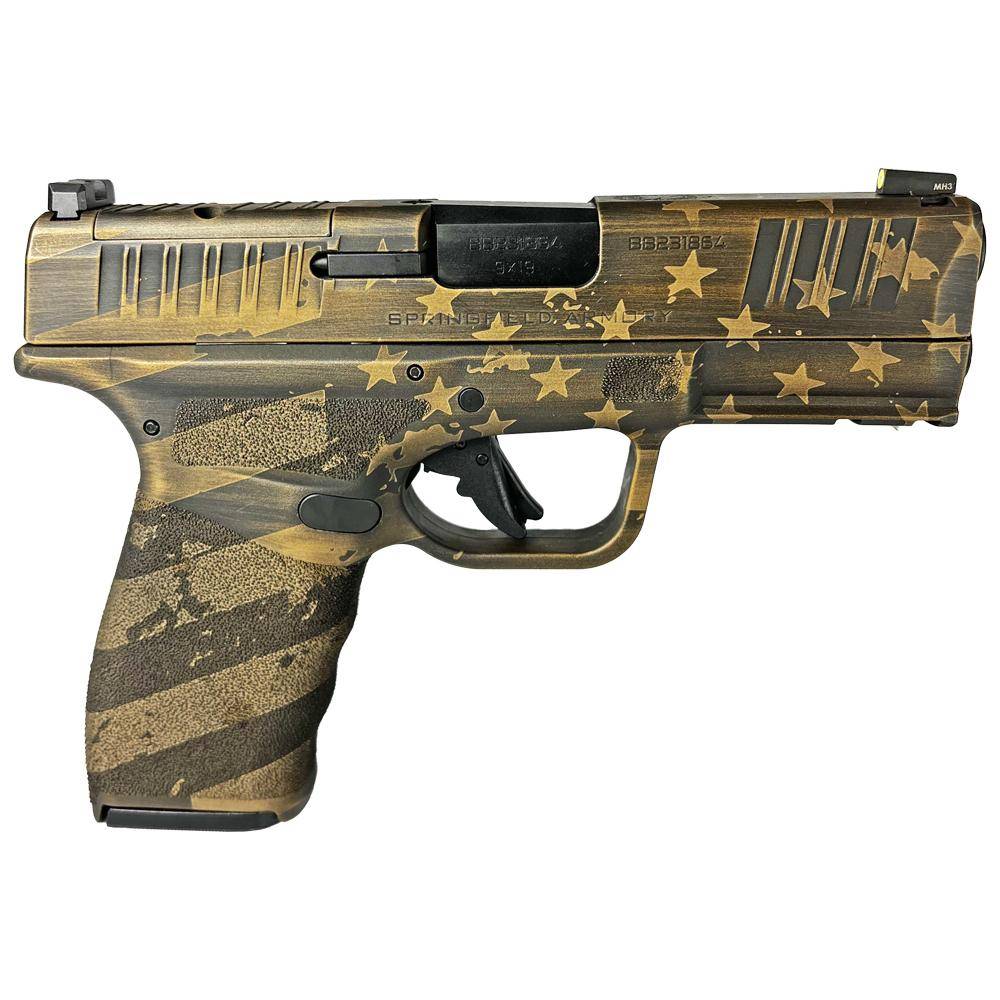 Custom handgun with distressed American flag design