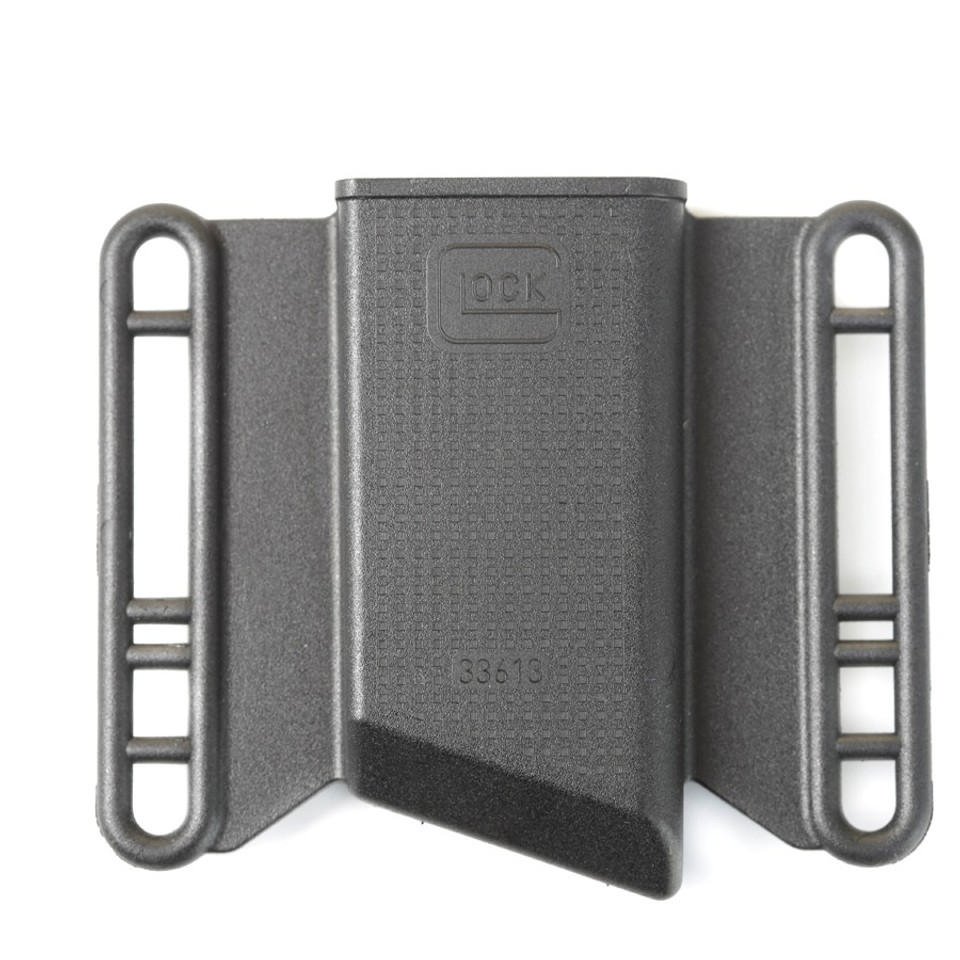 Black plastic belt clip with side slots