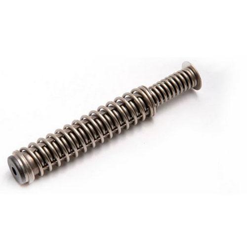 Metal compression spring assembly on white background
