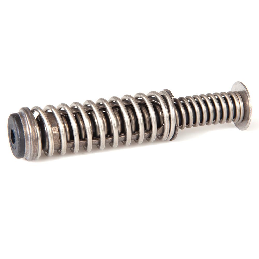 Metal compression spring assembly on white background