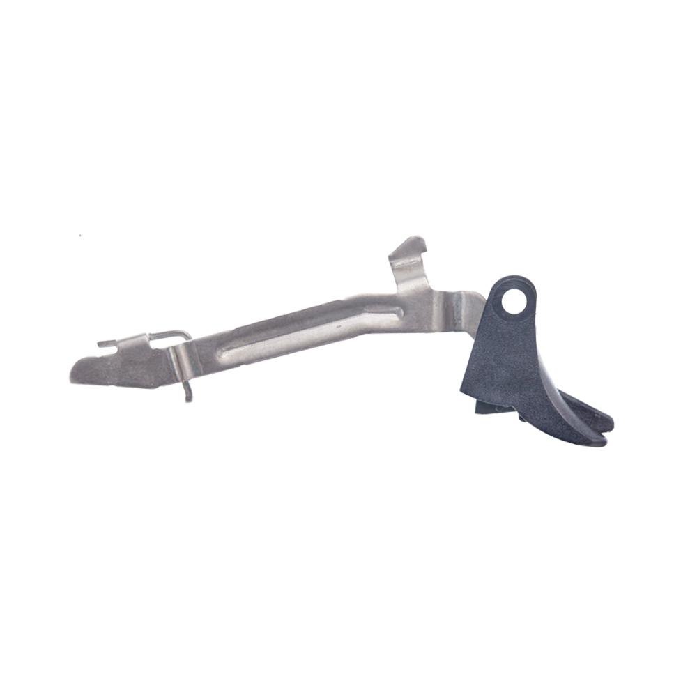 Metal mechanical lever component with black curved end