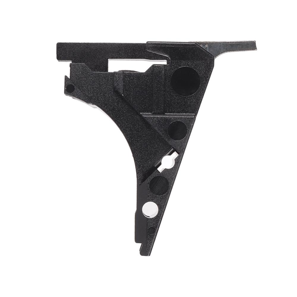 Black triangular mechanical bracket with circular holes