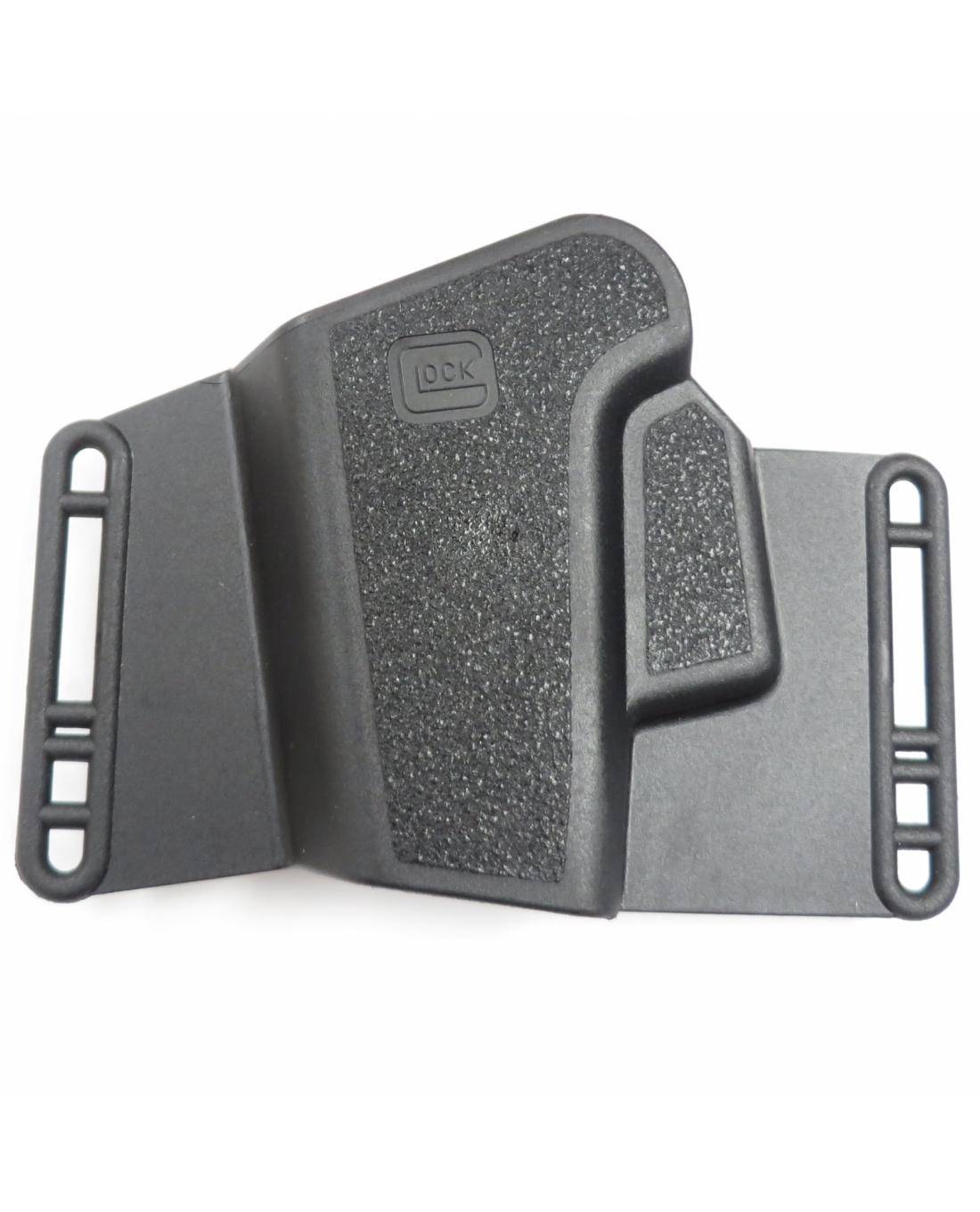 Black polymer Glock inside-the-waistband holster