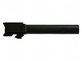 Handgun with attached suppressor on white background