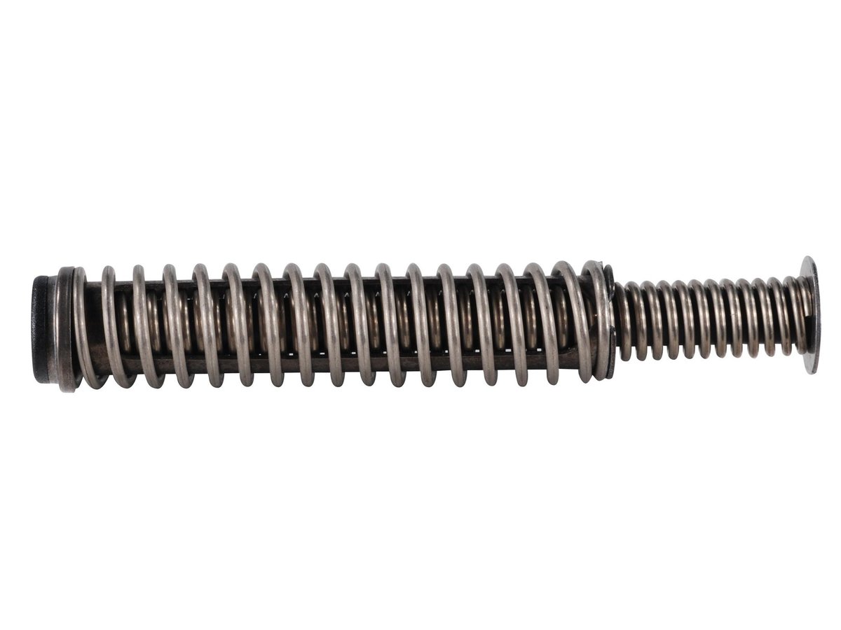 Metal coil spring assembly on white background