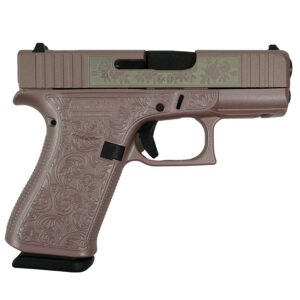 Floral engraved pink semi-automatic handgun