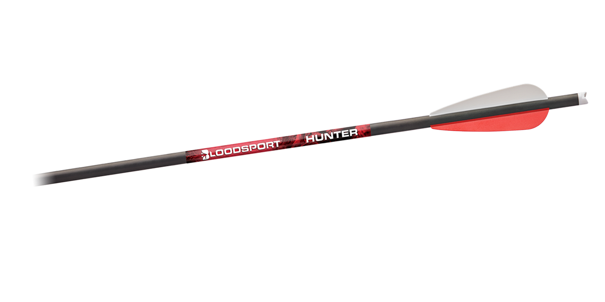 Bloodsport Hunter carbon arrow with red fletching