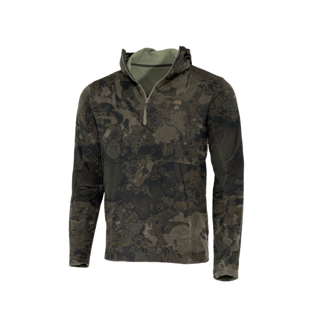 Camouflage hooded quarter-zip pullover jacket