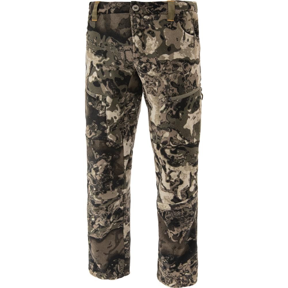 Camouflage hunting pants on white background