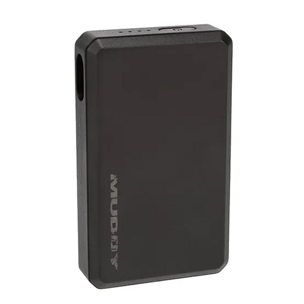 Black portable power bank with LED indicators
