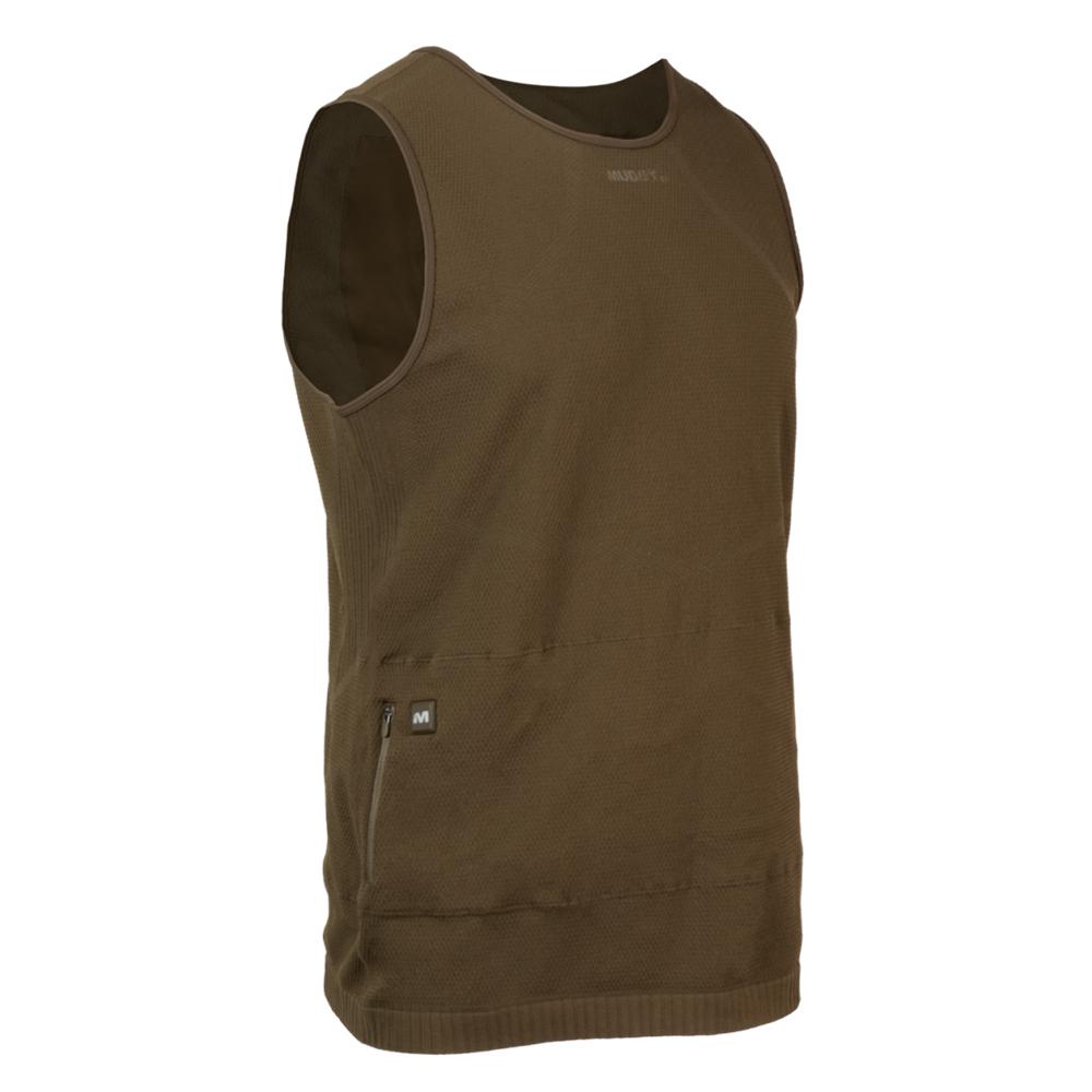 Brown sleeveless athletic tank top with zip pocket