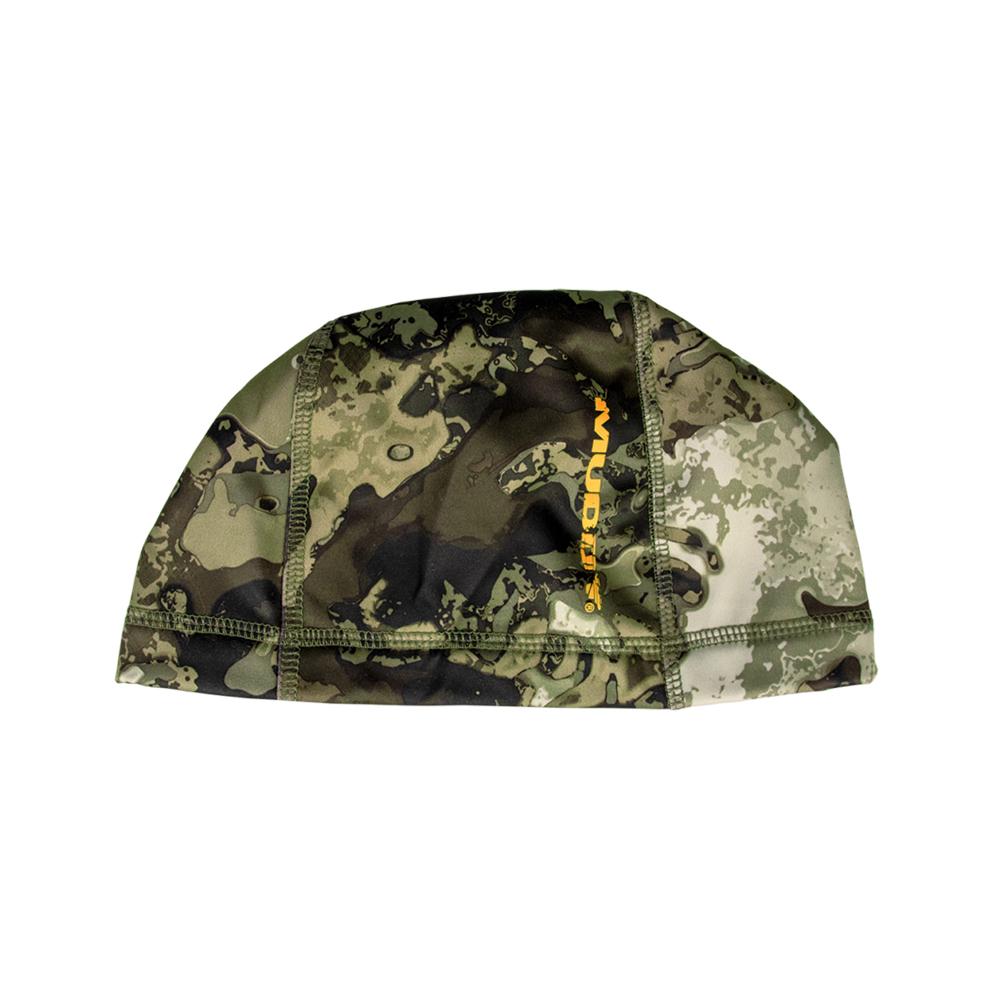 Camouflage beanie hat with stitched seams and logo
