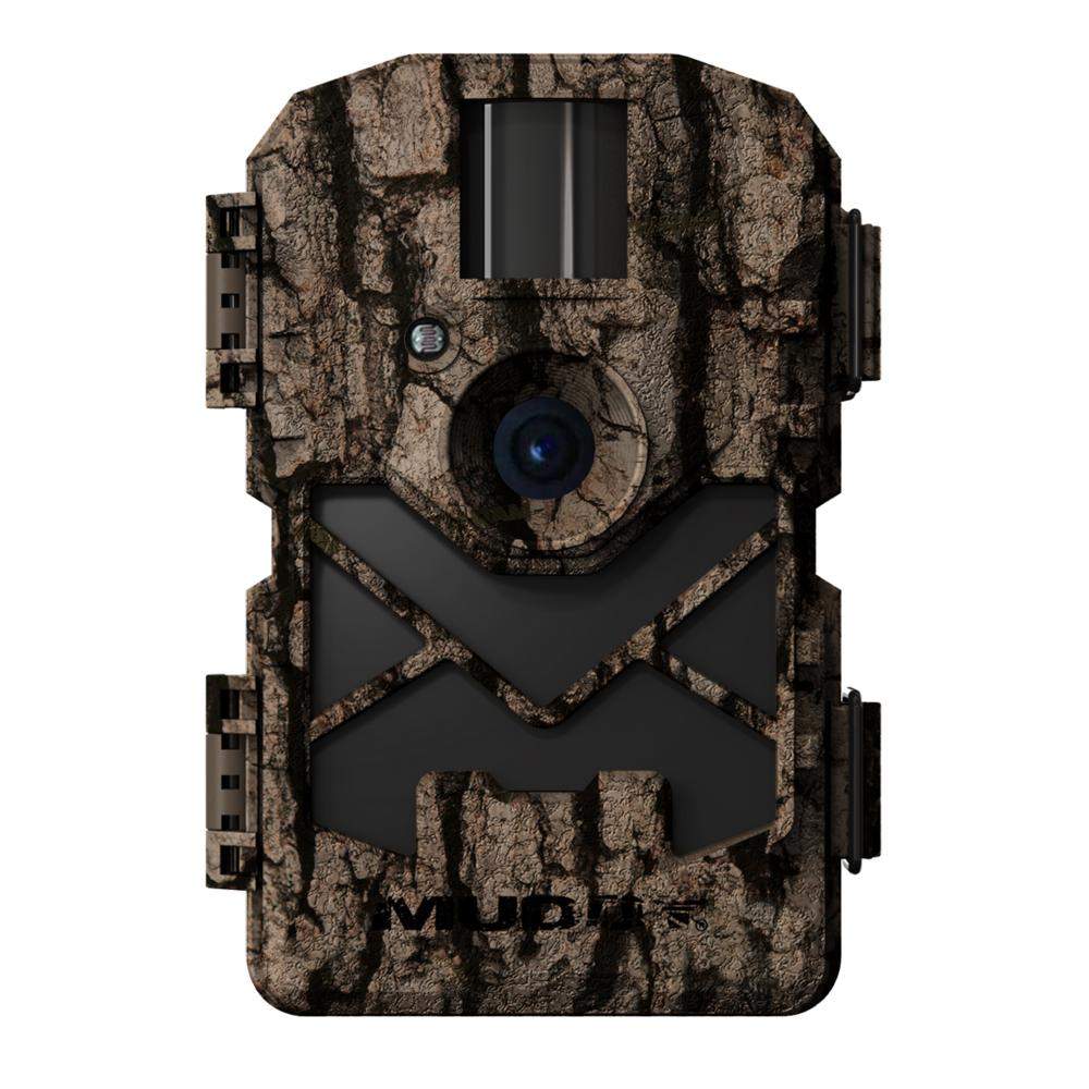 Camouflage trail camera with tree bark pattern