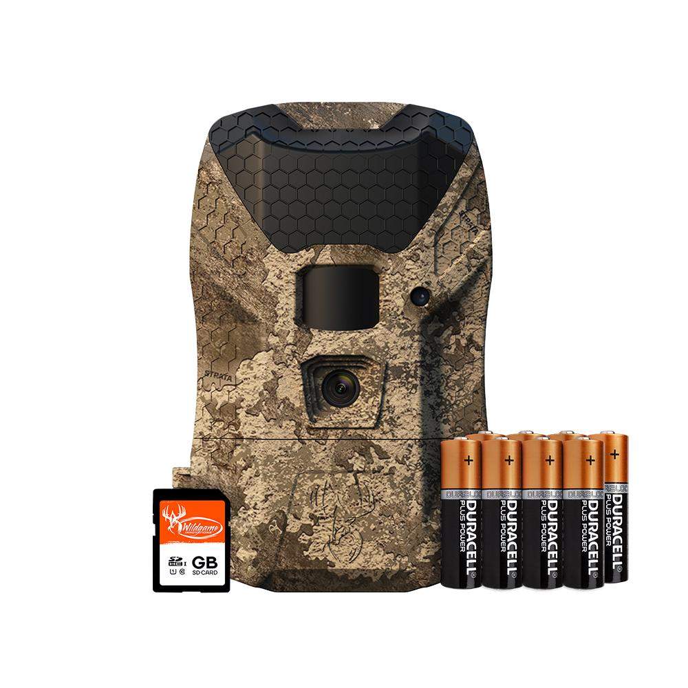 Camouflage trail camera with batteries and SD card