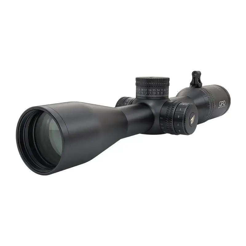 Black rifle scope with adjustment turrets
