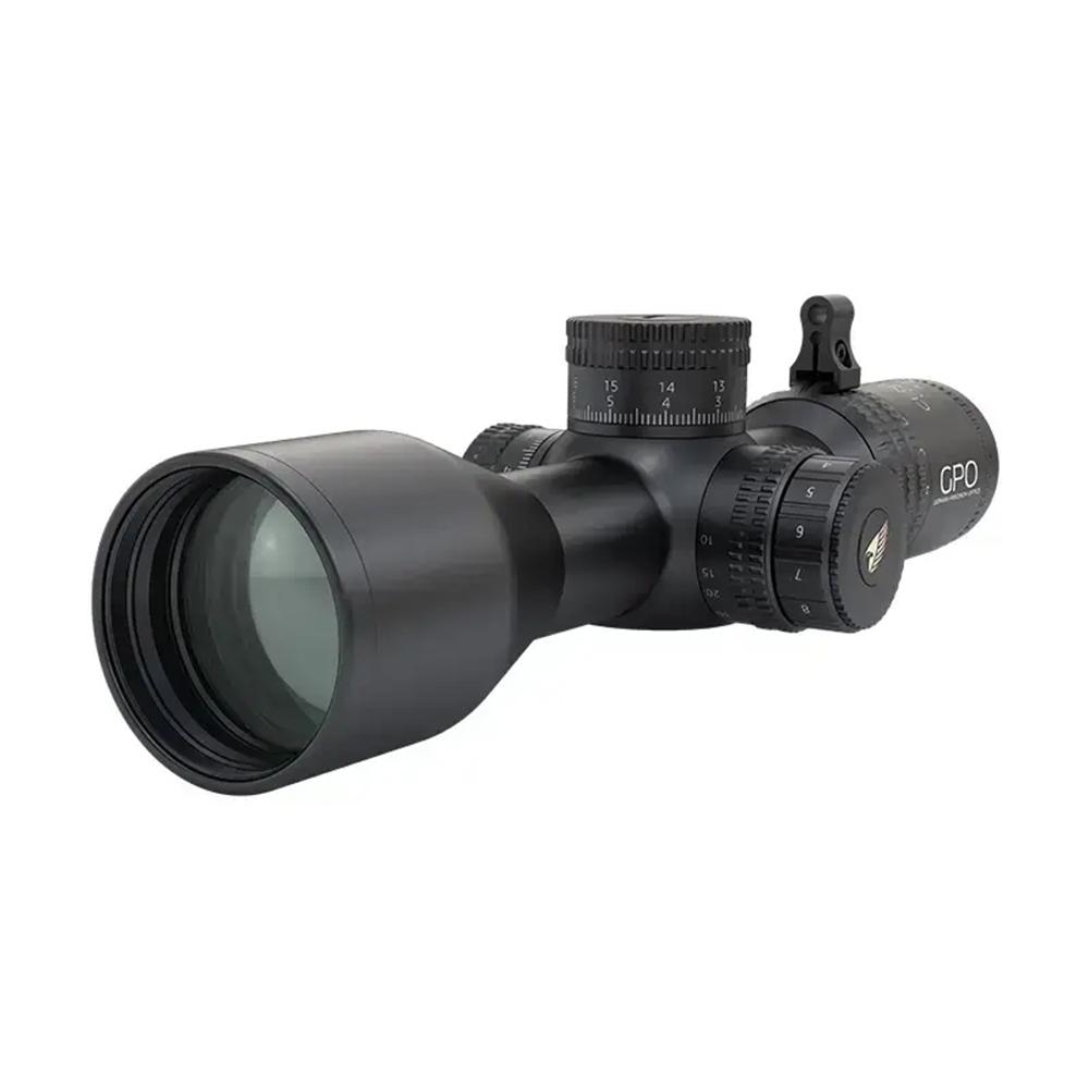 Black rifle scope with adjustment turrets