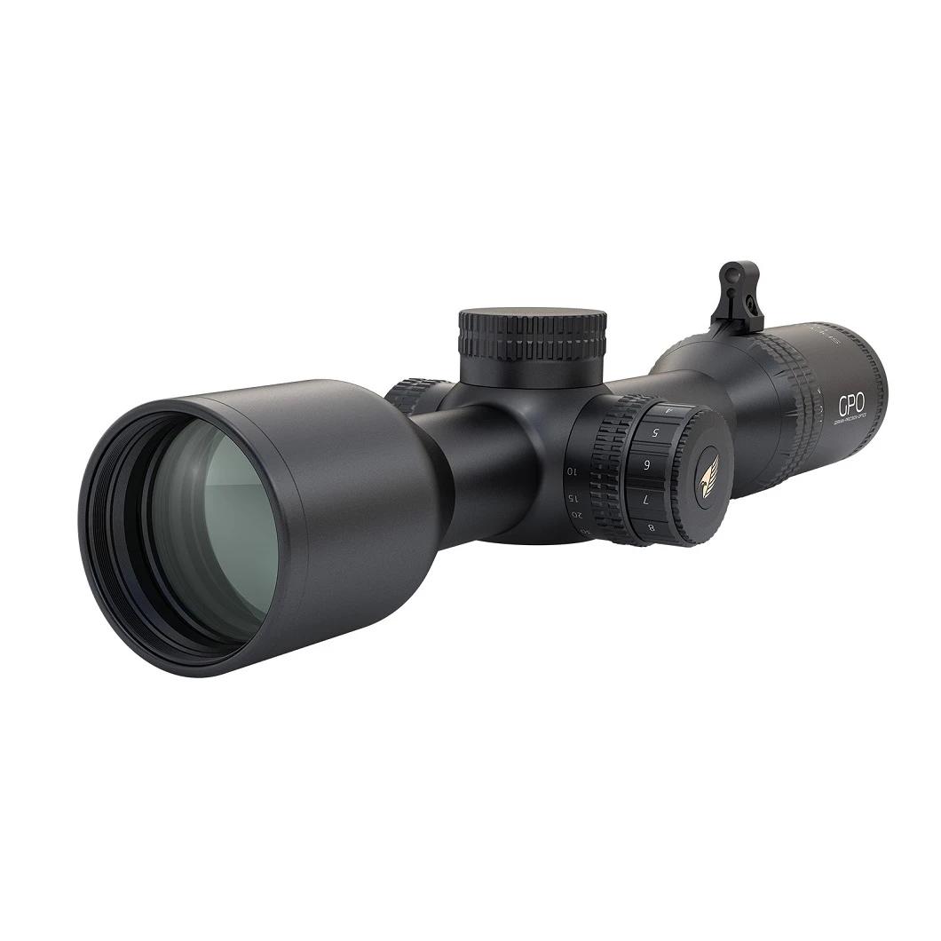 Black rifle scope with large objective lens