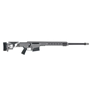 Modern bolt-action precision rifle on white background