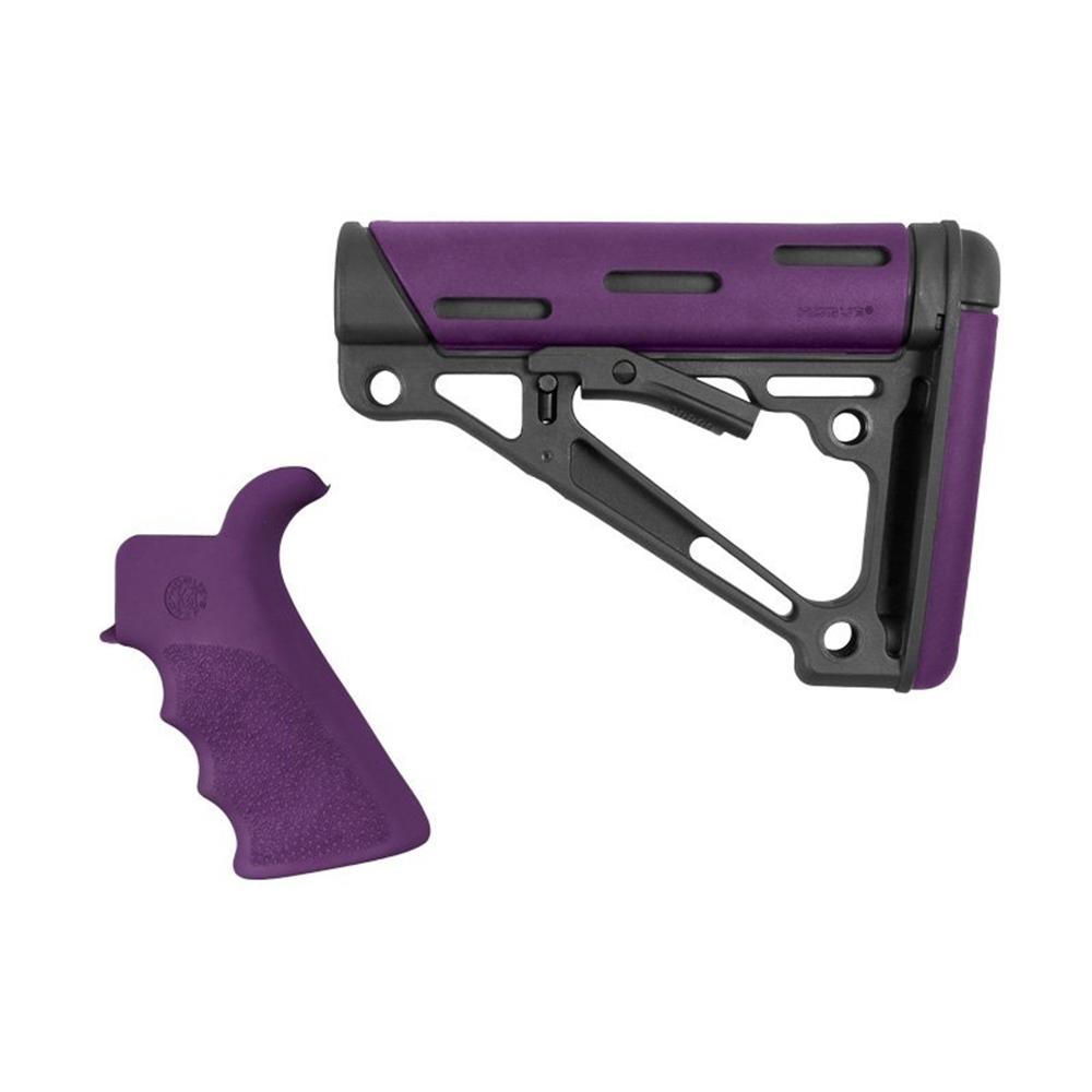 Purple adjustable rifle stock and pistol grip