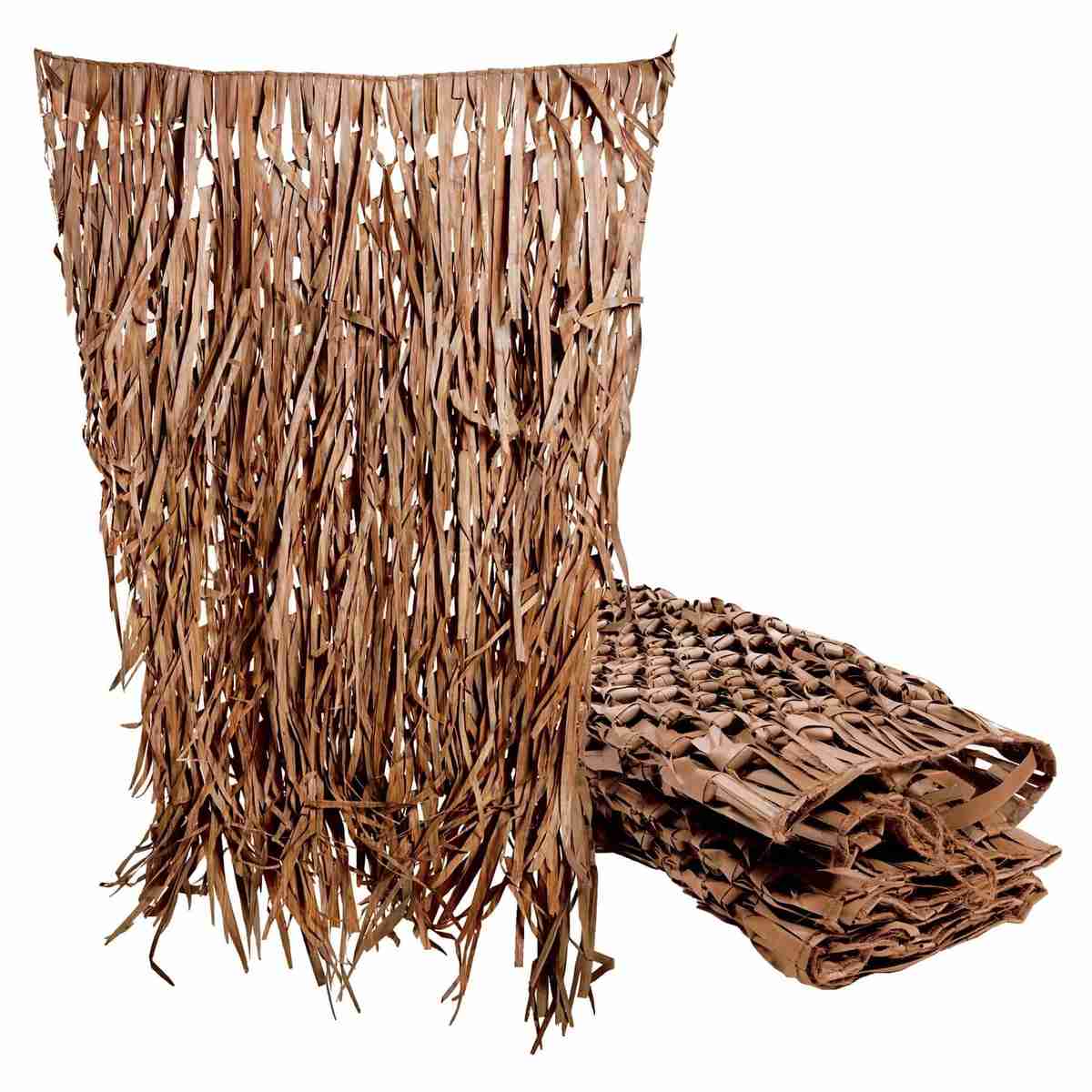 Woven palm leaf thatch panels with fringe