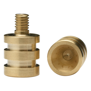 Brass threaded insert components isolated on white background