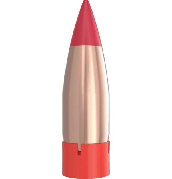 Red-tipped bullet with metallic casing