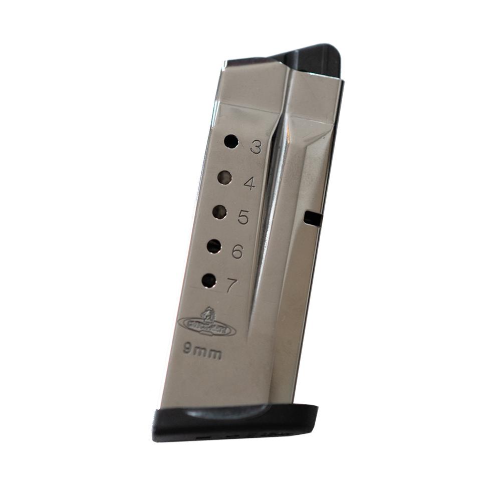 9mm handgun magazine on white background