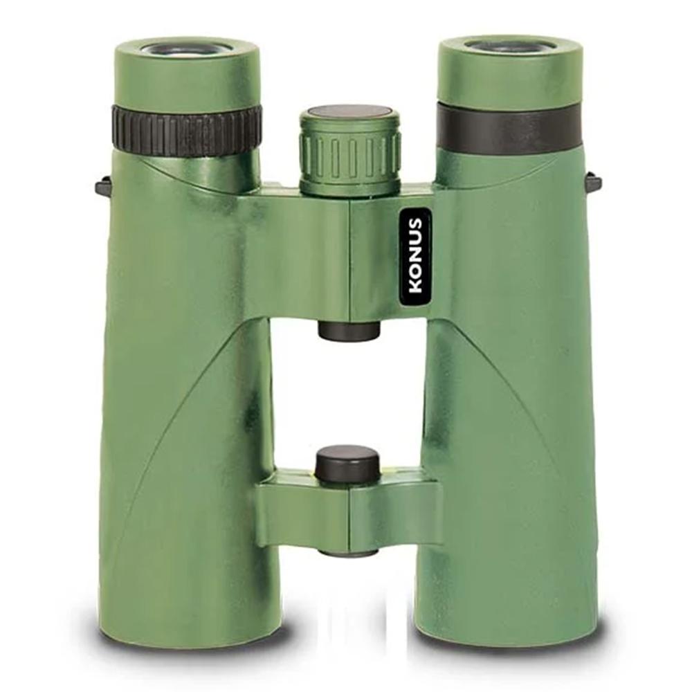 Green KONUS binoculars on white background