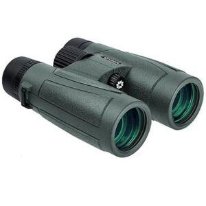 Green compact binoculars on white background