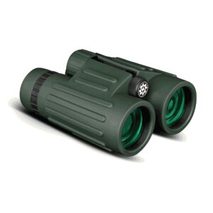 Green compact binoculars isolated on white background