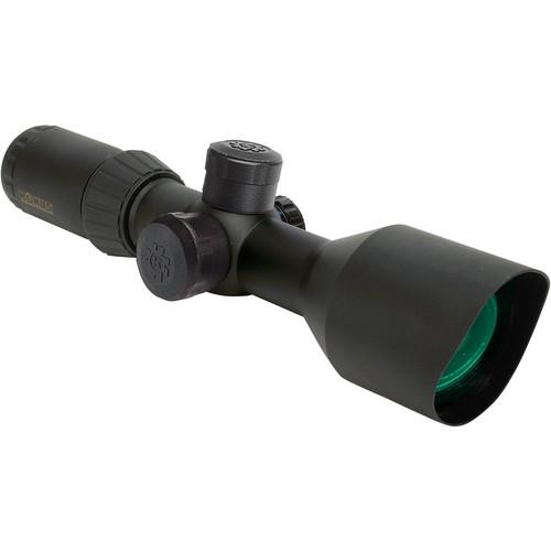 Black rifle scope with adjustment turrets