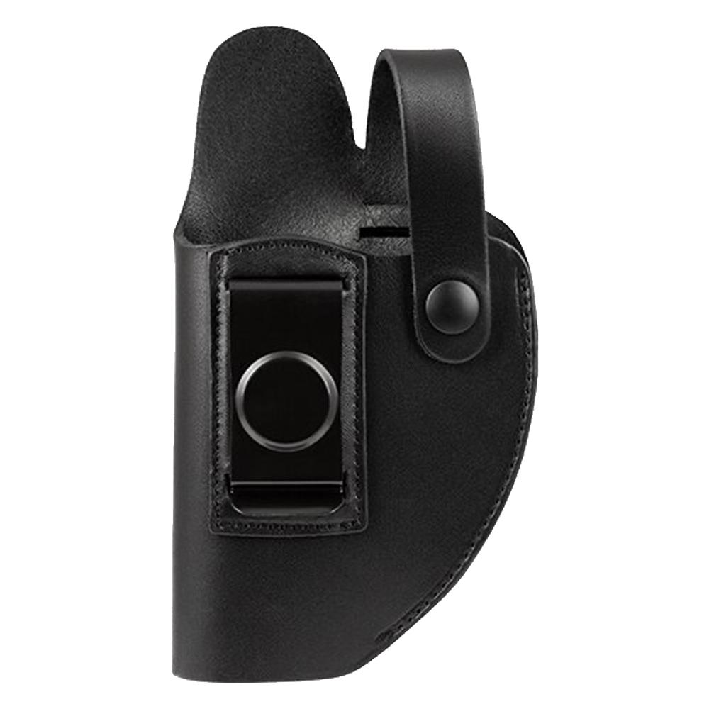 Black leather pepper spray holster with belt loop