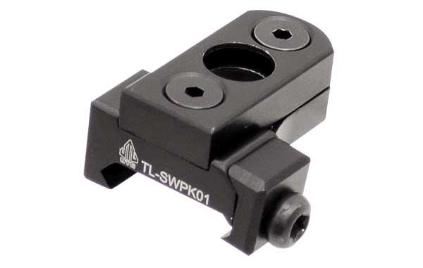 Black metal rail mount with screws