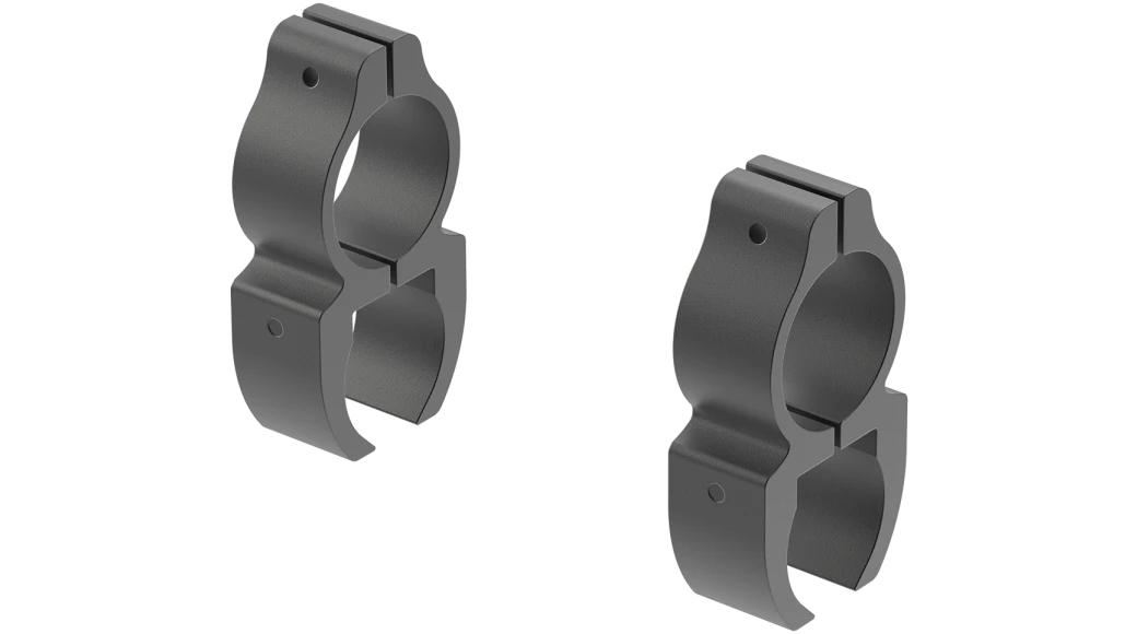 Black metal double ring mounting clamps