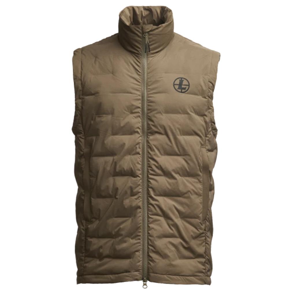 Brown quilted sleeveless puffer vest with zipper