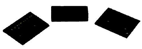 Three black rectangular panels on white background