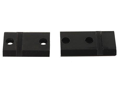 Two black metal brackets with drilled holes