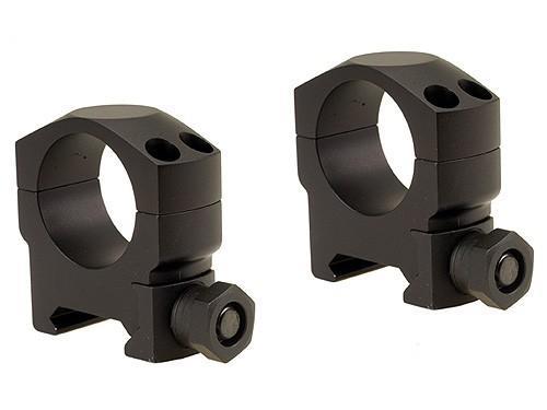 Two black rifle scope ring mounts