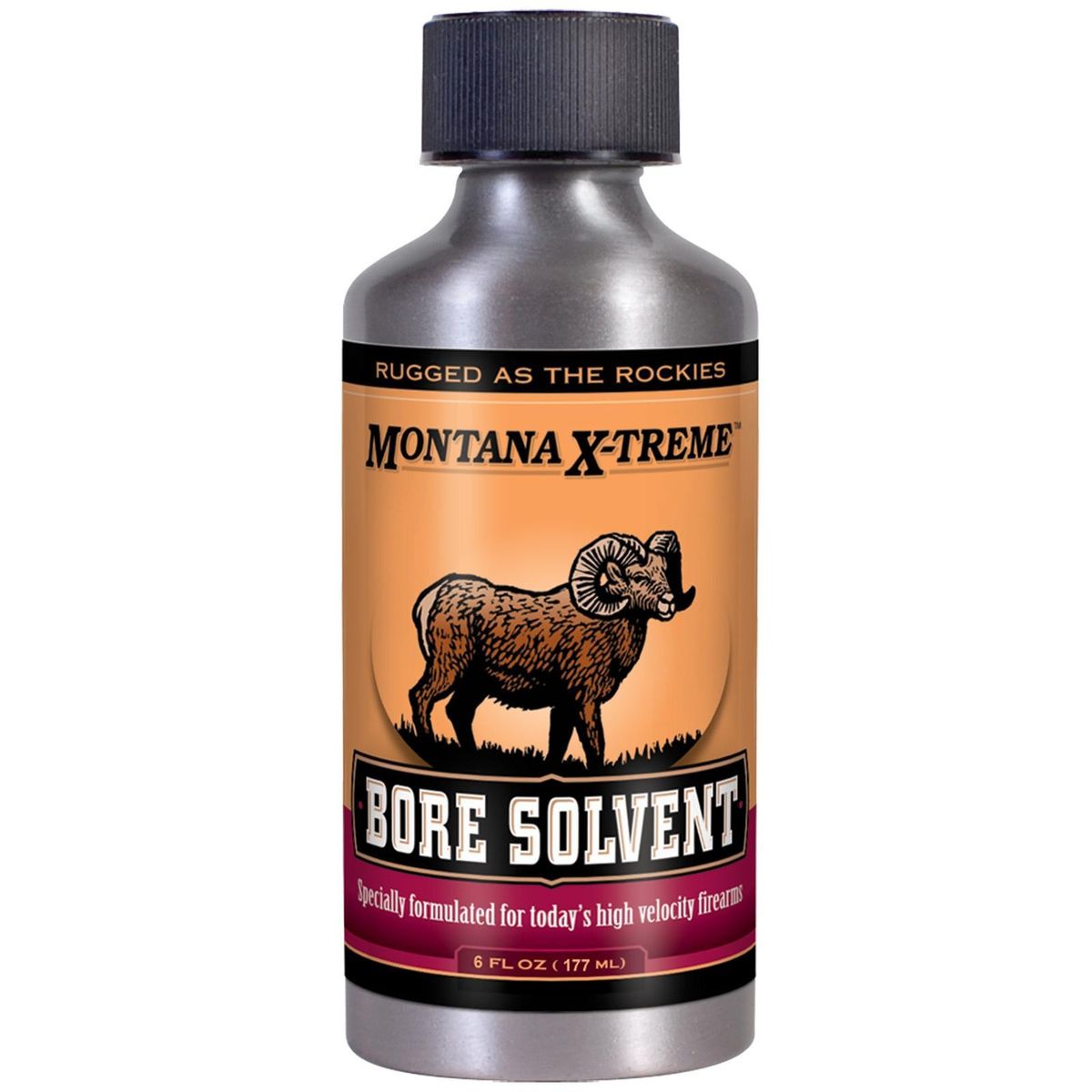 Montana X-Treme Bore Solvent bottle with ram logo