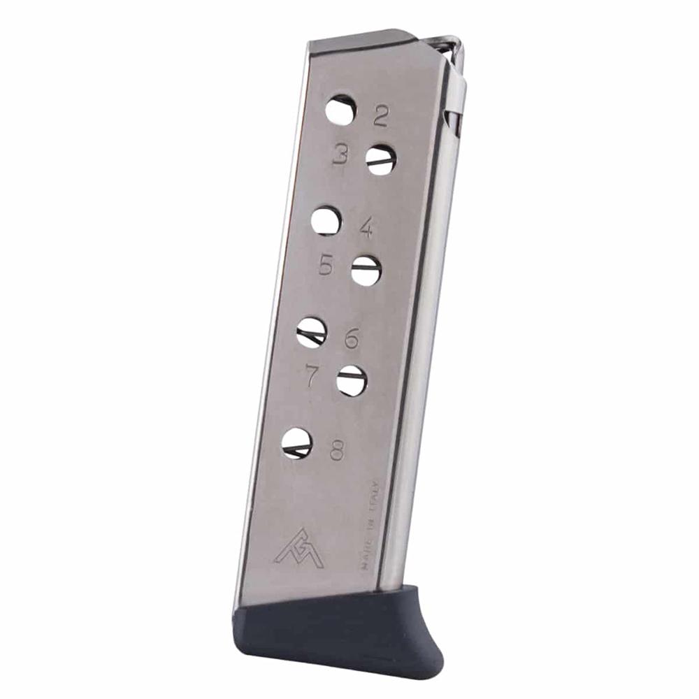 Stainless steel handgun magazine with numbered witness holes