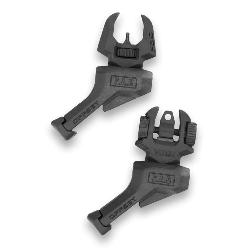 Two offset flip-up iron gun sights