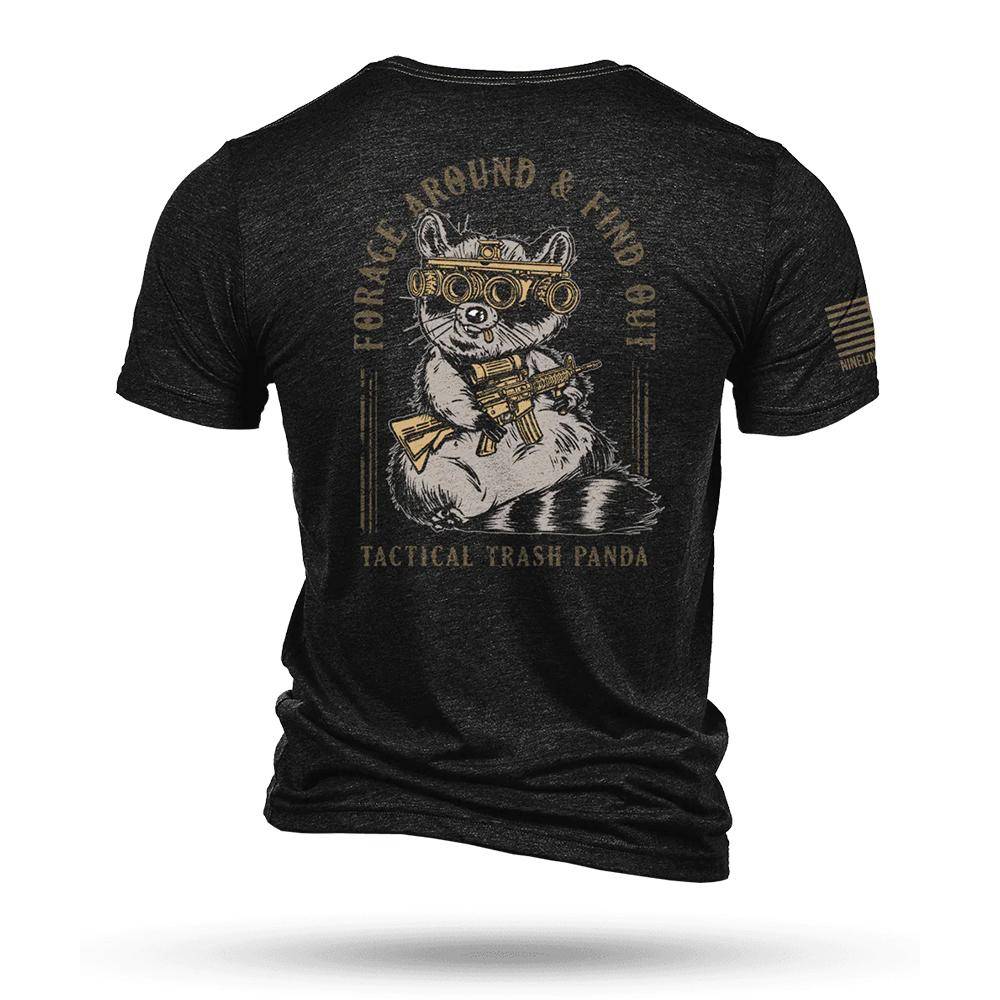 Back of shirt with tactical raccoon graphic