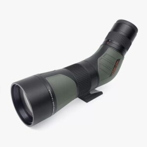 Angled green and black spotting scope