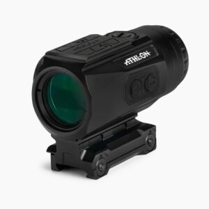 Athlon rifle scope with green lens on mount
