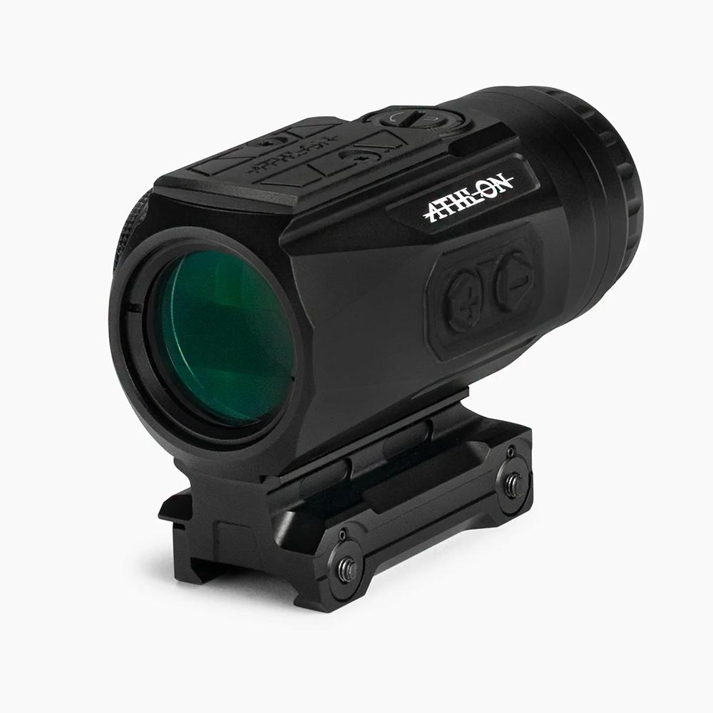 Athlon rifle scope with green lens on mount