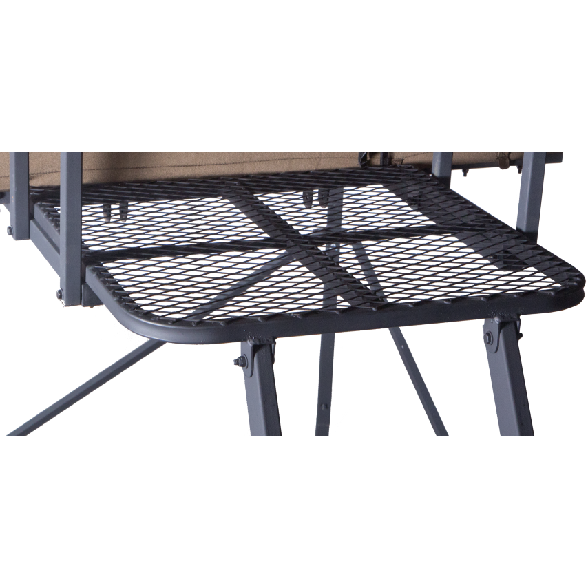 Black metal mesh shelf on grill cart