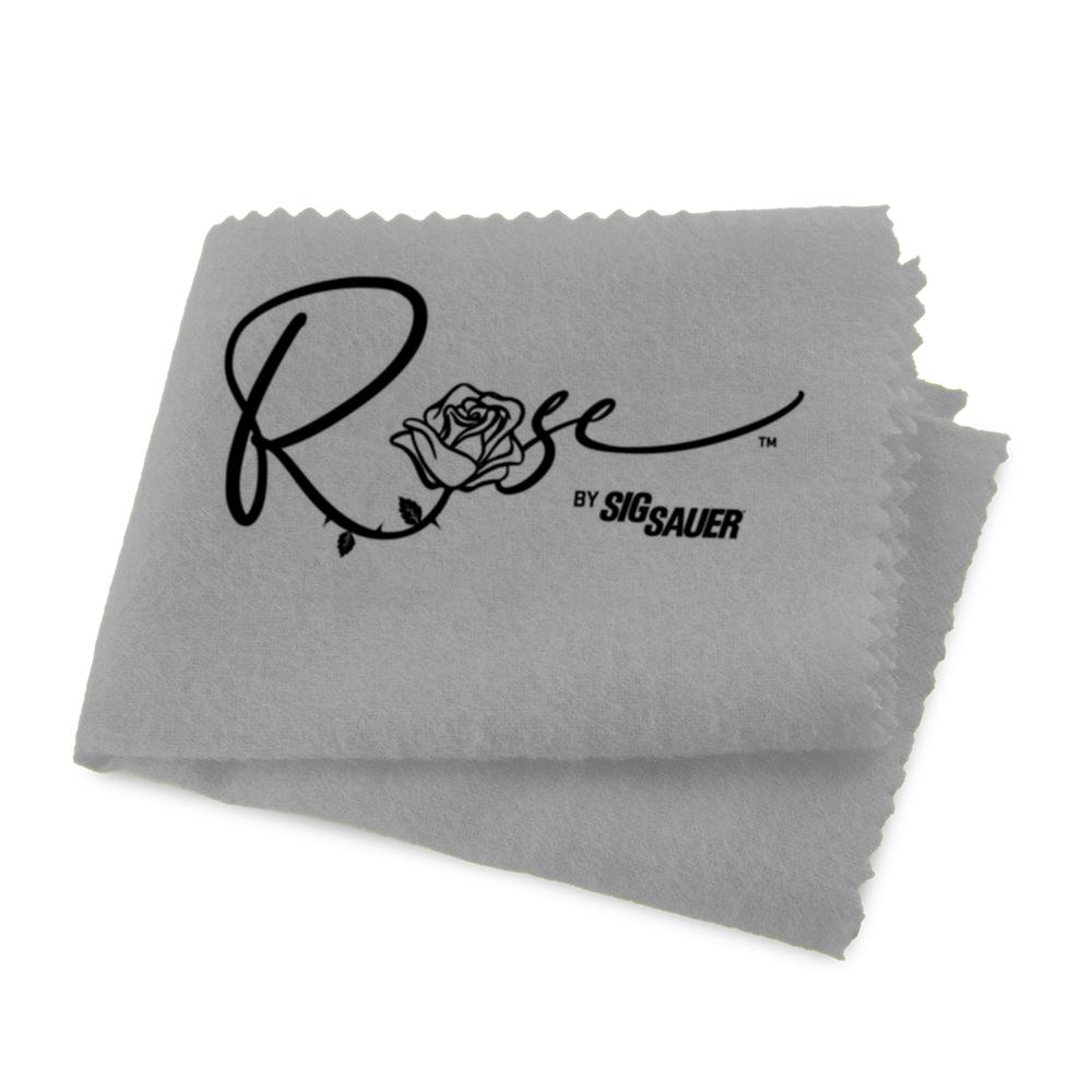 Gray microfiber cloth with Rose by SIG SAUER logo