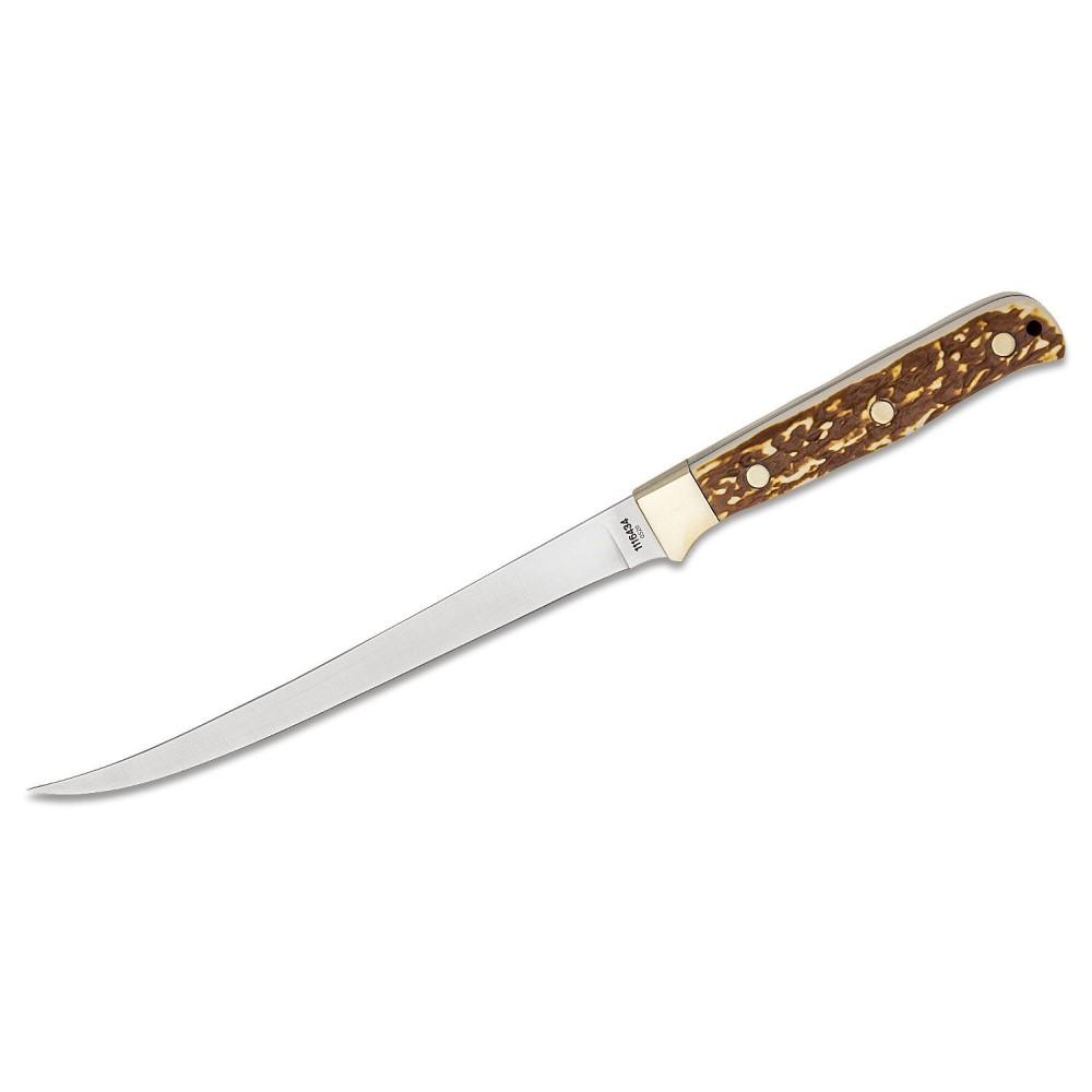 Long fillet knife with stag handle
