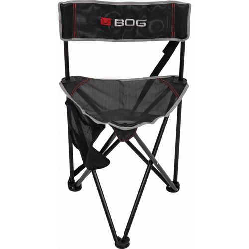 Black BOG folding tripod stool with backrest
