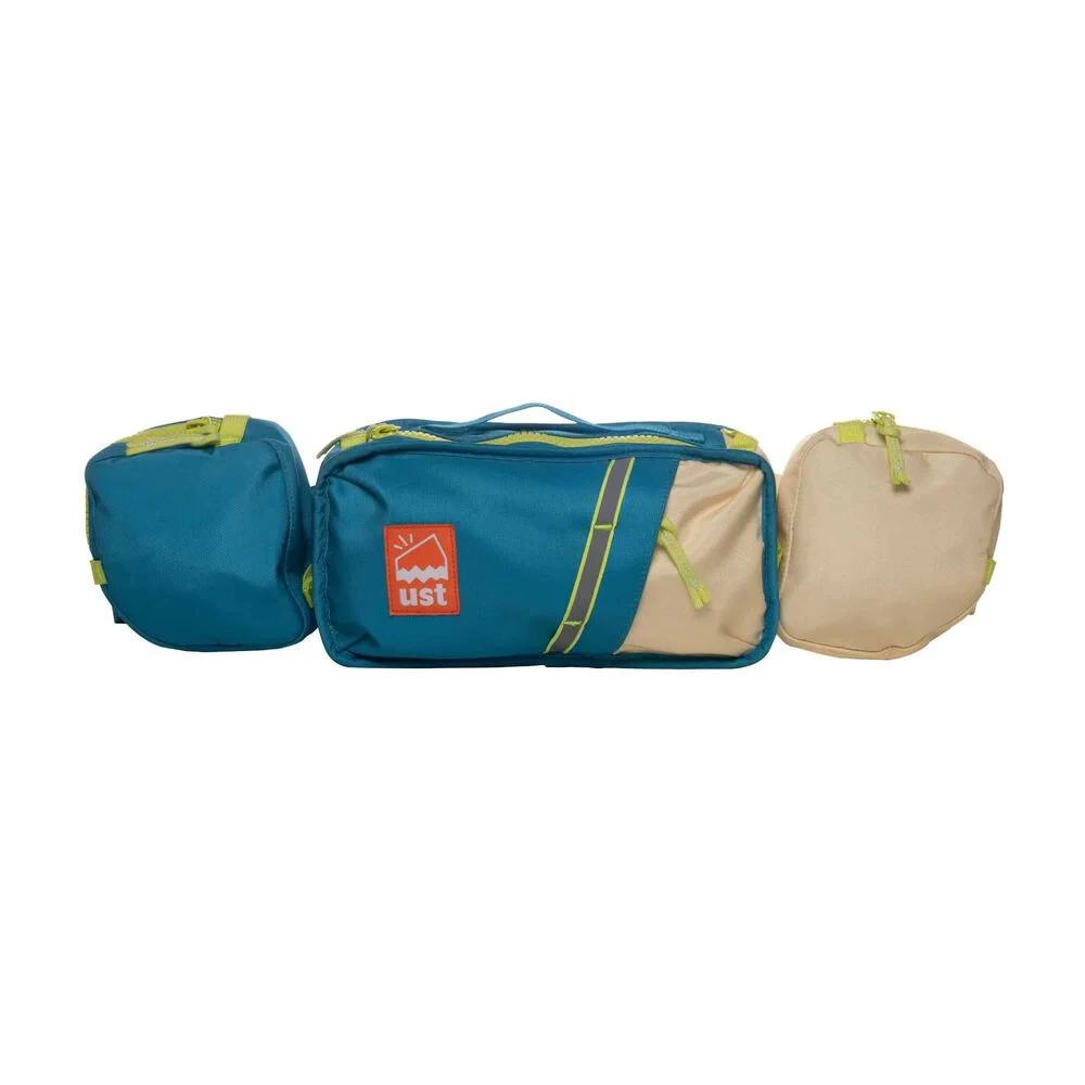 Teal and beige travel organizer pouches set